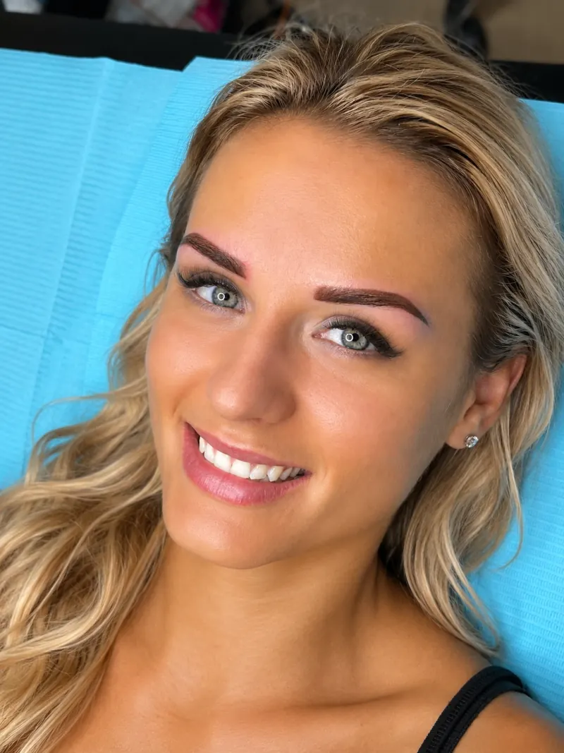 Brows immediately after color correction and new permanent makeup at Beauty Point